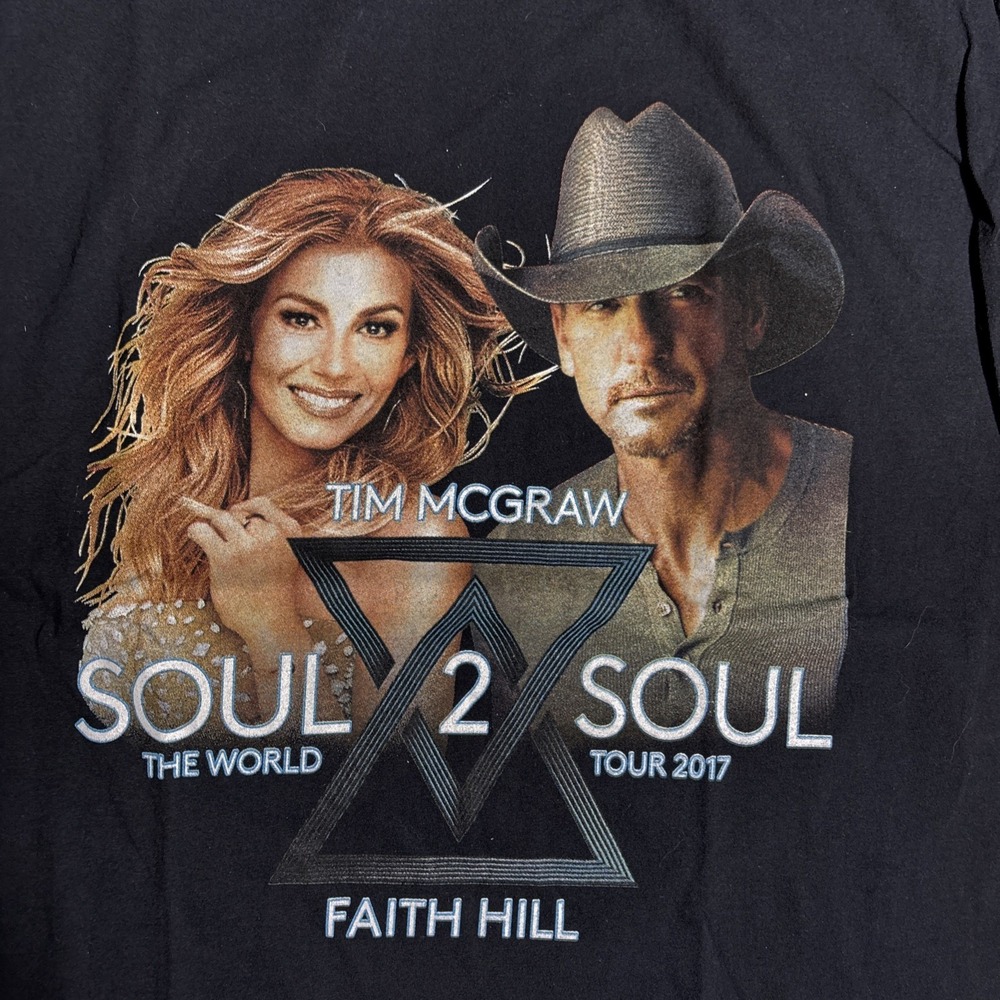 Tim McGraw‎ Faith Hill Soul2Soul Tour 2017 Concert T-Shirt Black Size - Picture 2 of 6